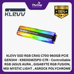 Load image into Gallery viewer, KLEVV SSD RGB CRAS C700 960GB PCIE GEN3X4 - K960GM2SP0-C7R - Controllable RGB (ASUS AURA , GIGABYTE RGB FUSION, MSI MYSTIC LIGHT , ASROCK POLYCHROME RGB, and RAZER Chroma)
