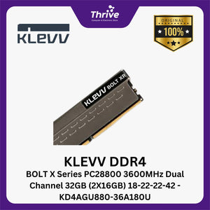 KLEVV DDR4 BOLT X Series PC28800 3600MHz Dual Channel 32GB (2X16GB) 18-22-22-42 - KD4AGU880-36A180U