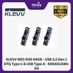 Load image into Gallery viewer, KLEVV NEO D40 64GB - USB 3.2 Gen 1 OTG Type C &amp; USB Type A - K064GUSB4-D4