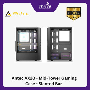 Antec AX20 - Mid-Tower Gaming Case - Slanted Bar Air Intake Design - Tempered Glass - FREE 3 PCS 12CM RGB FANS