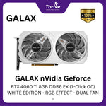 Load image into Gallery viewer, GALAX nVidia Geforce RTX 4060 Ti 8GB DDR6 EX (1-Click OC) WHITE EDITION - RGB EFFECT - DUAL FAN -
