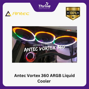 Antec Vortex 360 ARGB Liquid Cooler - Suspended Spiral Pump Head Design - 3x Fusion 120 PWM ARGB Fan