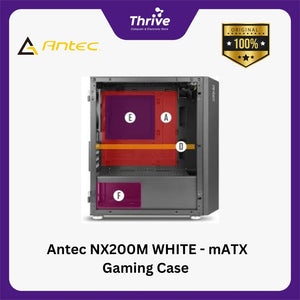 Antec NX200M WHITE - mATX Gaming Case - Left Side Glass Door - FREE 1 PCS 12CM FAN