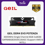 Load image into Gallery viewer, GEIL DDR4 EVO POTENZA 3000MHz Single Channel 8GB (1x8GB) GAPB48GB3000C16ASC (Support AMD &amp; INTEL)
