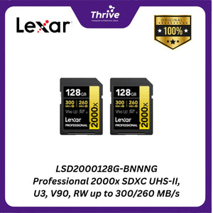 LSD2000128G-BNNNG Professional 2000x SDXC UHS-II, U3, V90, RW up to 300/260 MB/s.