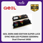 Load image into Gallery viewer, GEIL DDR4 AMD EDITION SUPER LUCE SYNC RGB LED PC25600 3200MHz Dual Channel 16GB (2x8GB) GALS416GB3200C16BDC
