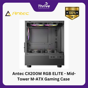 Antec CX200M RGB ELITE - Mid-Tower M-ATX Gaming Case - Tempered Glass Side Panel - Free 3Pcs 120mm RGB Fans + 2Pcs 120mm RGB Fans Reverse