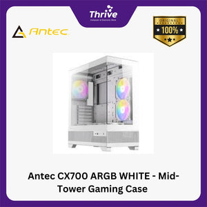 Antec CX700 ARGB WHITE - Mid-Tower Gaming Case - 4mm Tempered Glass Side Panel - Type-C 3.2 Gen 2 Ready - Free 2Pcs 120mm ARGB Fans Reverse + 1Pcs 120mm ARGB Fans