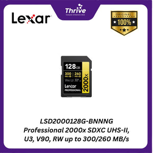 LSD2000128G-BNNNG Professional 2000x SDXC UHS-II, U3, V90, RW up to 300/260 MB/s.