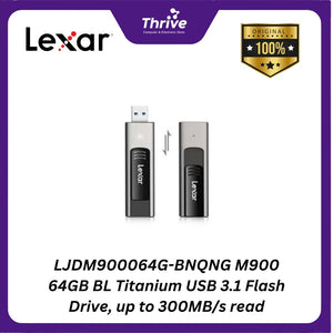 LJDM900064G-BNQNG M900 64GB BL Titanium USB 3.1 Flash Drive, up to 300MB/s read