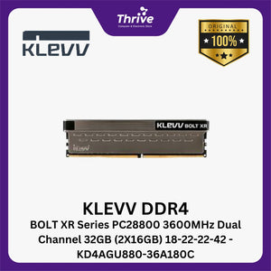KLEVV DDR4 BOLT XR Series PC28800 3600MHz Dual Channel 32GB (2X16GB) 18-22-22-42 - KD4AGU880-36A180C
