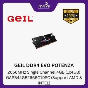 GEIL DDR4 EVO POTENZA 2666MHz Single Channel 4GB (1x4GB) GAPB44GB2666C19SC (Support AMD & INTEL)