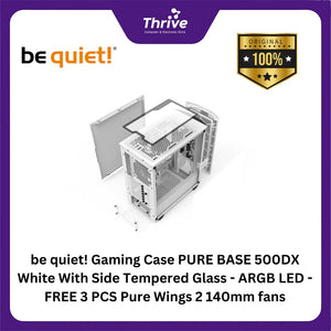 be quiet! Gaming Case PURE BASE 500DX White With Side Tempered Glass - ARGB LED - FREE 3 PCS Pure Wings 2 140mm fans